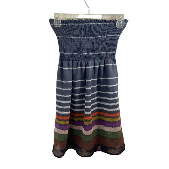 Hello Miss Strapless‎ Shirred Top Mini Dress Grey with Stripes Size Small - Picture 12 of 14